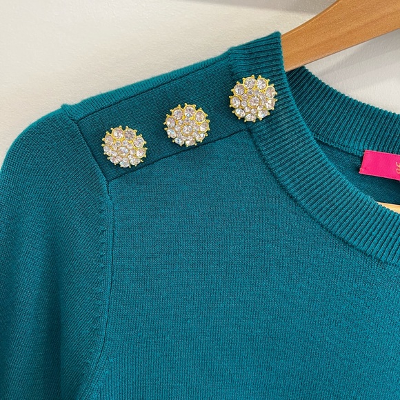 NWOT Lilly Pulitzer Valencia Teal Morgen Sweater Small - Picture 3 of 4